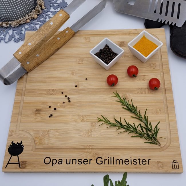 Schneidebrett, Grillbrett XL – mit Spruch: Opa unser Grillmeister